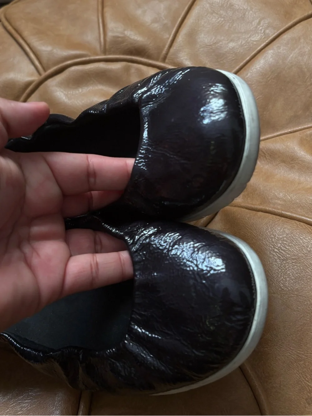 SAS Radiant Ballet Flat Carbon Black Patent Leather Womens 8